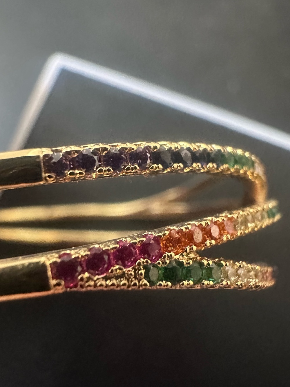 Gold Vibrant Colors Crystal Wrap Cuff NWOT In Original Packaging - Picture 2 of 6